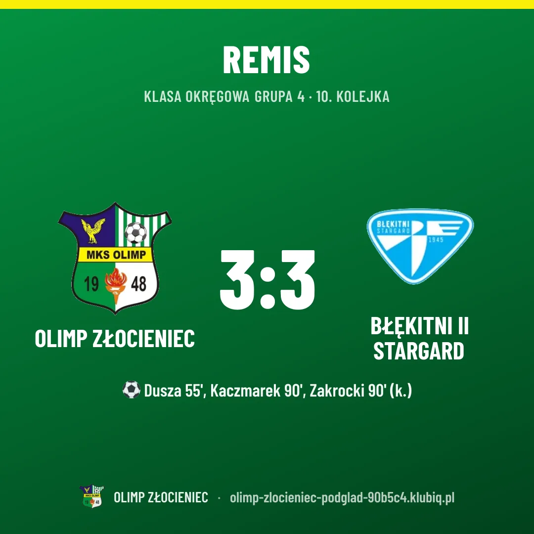 Olimp Złocieniec 3:3 BŁĘKITNI II Stargard