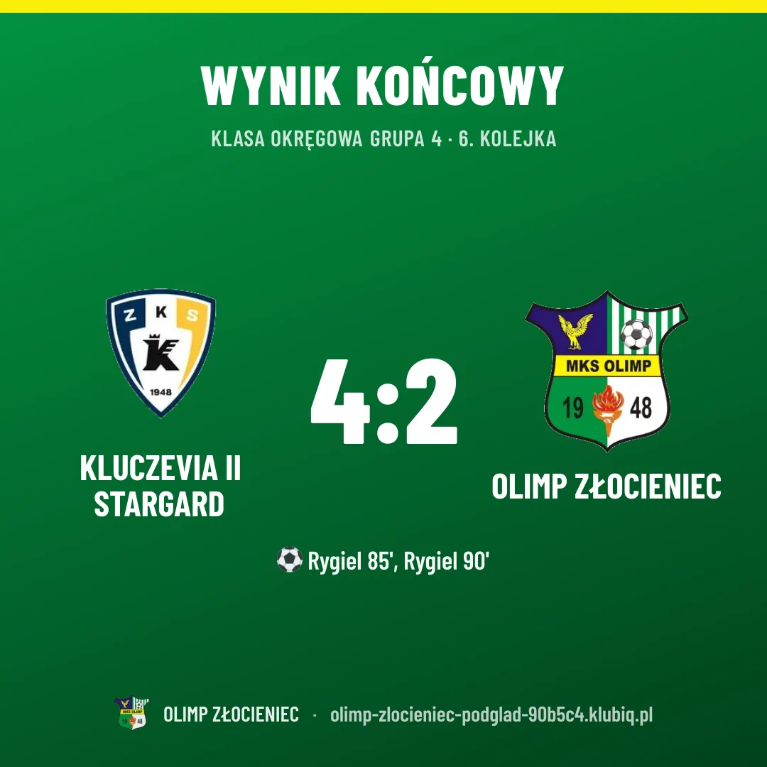 Kluczevia II Stargard 4:2 Olimp Złocieniec