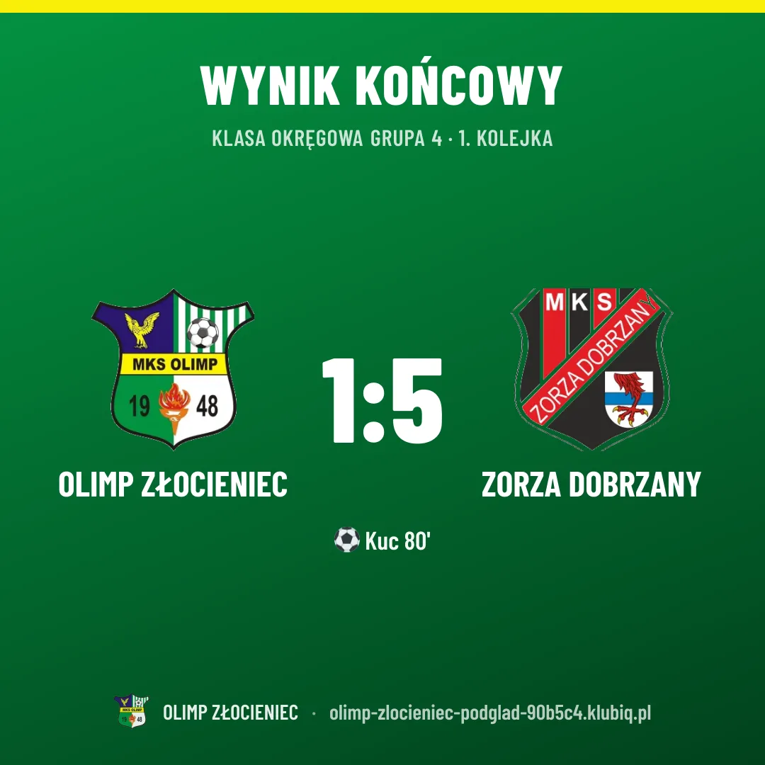 Olimp Złocieniec 1:5 Zorza Dobrzany